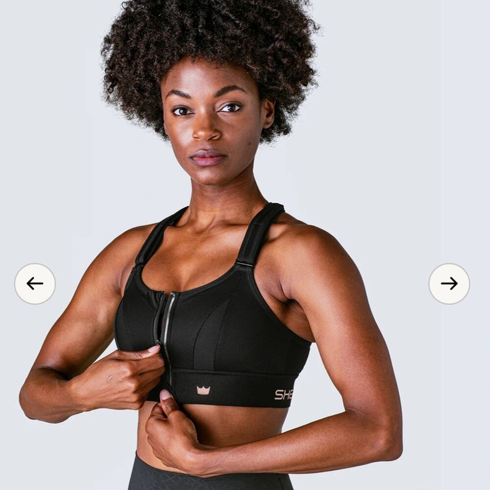 She-Fit Black Zip-Front Sports Bra
